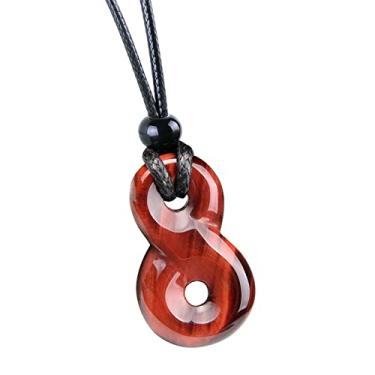 Imagem de Magic Human Colar Infinity – Joias espirituais – amuleto de proteção de pedra preciosa olho de tigre vermelho – Berloque da sorte dos poderes da etern