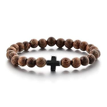 Imagem de St John the Baptist Orthodox Brotherhood Pulseira de contas de oração cristã – contas de madeira e cruz – vários tamanhos!, 15 Cm, Madeira