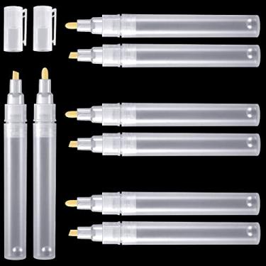 Imagem de Conjunto de 6 canetas marcadoras vazias para tinta em branco recarregáveis, marcadores de grafite de ponta fina marcadores de acrílico para pintura a óleo, 3 mm e 6 mm, transparente