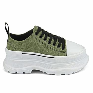 Imagem de Tênis Feminino Plataforma GuGi Sneaker Sola Alta Sophia 620-GG;Cor:Verde;Tamanho:37