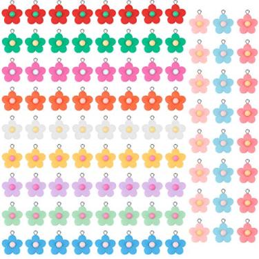 Imagem de Pingentes coloridos de flores de resina para fazer joias, colar e pulseira, brinco, acessórios de joias (96 peças)