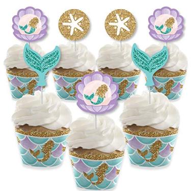 Imagem de Vamos ser sereias – Decoração de cupcake – Conjunto de 24 embalagens de cupcake para chá de bebê ou festa de aniversário