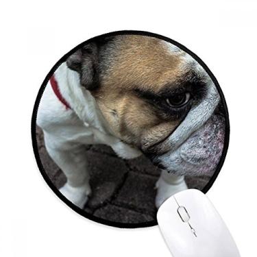Imagem de Bulldog Pet Fotografia Fotos Mouse Pad Desktop Escritório Tapete Redondo para Computador