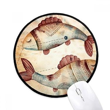 Imagem de DIYthinker Tapete de mouse do zodíaco constelação de março peixes tapete redondo para computador