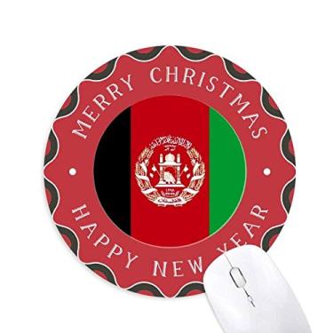 Imagem de Mouse pad Bandeira Nacional do Afeganistão Ásia Country Feliz Natal Redondo Borracha