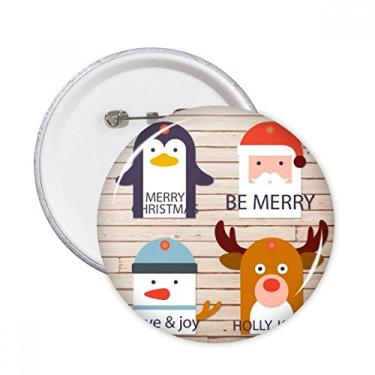 Imagem de Merry mas Tree Rena Retrato Alfinetes Redondos Emblema Botão Decoração Acessório 5 peças
