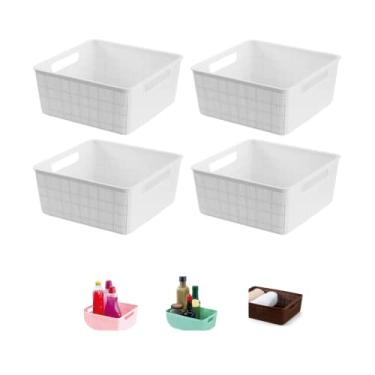 Imagem de Kit 4 Cestos Organizadores Multiuso Rattan Home Organizer 4,5L Cor: Branco
