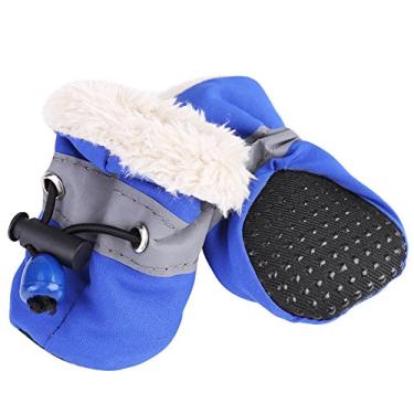 Imagem de TOPINCN 4Pcs Set Pet Dog Shoes No Slip Waterproof Dog Boots Indoor Dog Boots Outdoor Dog Shoes with Soft Pad and Adjustable Fastening Straps for Protecting Pet's Paws and Nails(4 Blue)