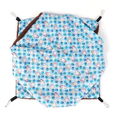 Imagem de Pssopp Squirrel Hanging Hammock,Two Layer Hamster Nest, Hamster Sleeping Bag,Hamster Habitat Hanging House for Squirrel Chinchilla Guinea Pig Blue Rabbit(S)