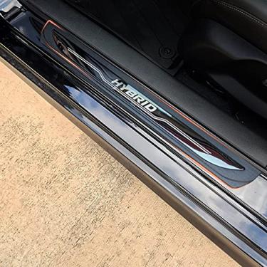 Imagem de Compatível com acessórios Kia Sportage protetor de soleira de porta, guarnição de proteção de placa de entrada de porta de carro de aço 2017-2023 (com logotipo híbrido)