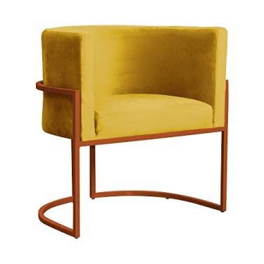 Imagem de Poltrona Decorativa Luana Base em Metal Bronze Veludo Cores - DS Estofados