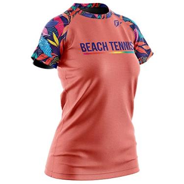 Imagem de Camiseta Baby Look Feminina Beach Tennis Floral Salmão