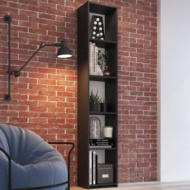 Imagem de Armário Módulo Organizador Livreiro 4 Prateleiras Multiuso Decoração Sala Quarto Funcionale Preto