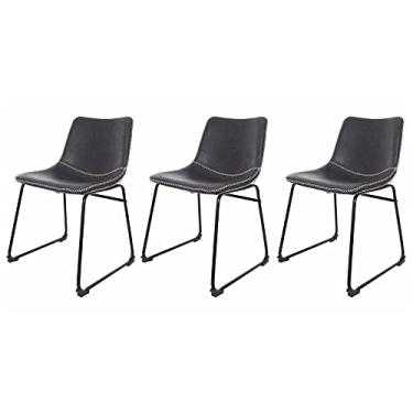 Imagem de Kit 3 Cadeiras Estofadas para Sala de Jantar Mesa Cozinha Moderna Luxo Munich Pretas