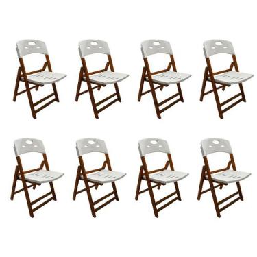 Imagem de Kit Com 8 Cadeiras Dobraveis De Madeira Elegance Mel Polipropileno Bra
