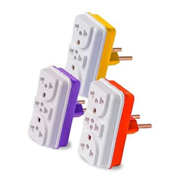 Imagem de AMZTOP Kit com 3 Adaptadores Tomada Benjamin T com 3 Entradas Multiplicador de Tomadas 10A 20A até 250v Bivolt - CompleteStore®