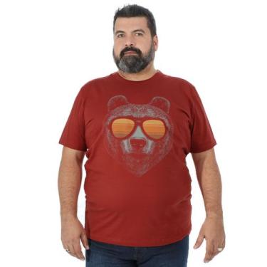 Imagem de Camiseta Plus Size Masculina Anistia Estampa Urso Tijolo