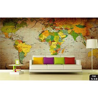 Imagem de Betron Papel de Parede 3D Mapa Mundi, Mapas, Cidades, Montanhas, Florestas, Cachoeiras, Paisagens Adesivo Decorativo Painel Fotográfico - Confeccionamos sob Medida. 01m² R$ 45,00