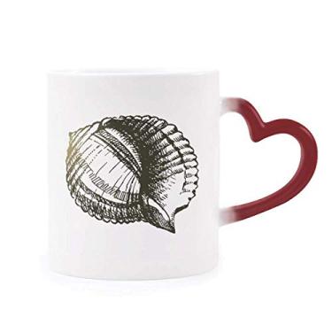 Imagem de Caneca preta com ilustração de vida marinha sensível ao calor, caneca vermelha que muda de cor