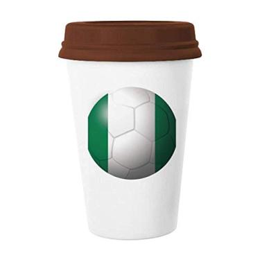 Imagem de Caneca de cerâmica com a bandeira nacional da Nigéria, caneca de futebol de vidro para beber café