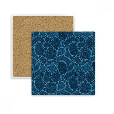 Imagem de Porta-copos quadrados com ilustração de células de microscópio azul, porta-copos, suporte de subplaca, pedra isolante