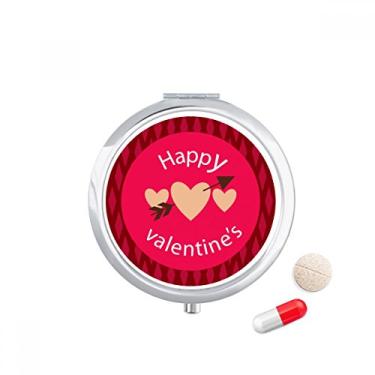 Imagem de Caixa de comprimidos rosa Happy Valentine's Day com flecha de coração e bolso para remédios