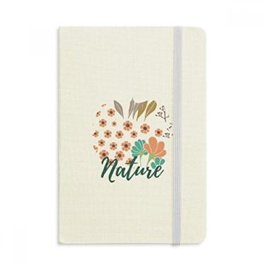 Imagem de Caderno de pintura de plantas com flores laranjas, capa dura de tecido oficial diário clássico