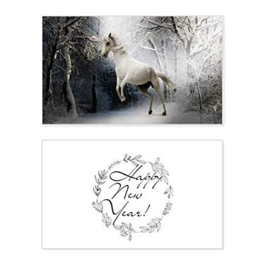Imagem de White Horse Science Cenário Natureza Festival Ano Novo Cartão Bless Mensagem Presente