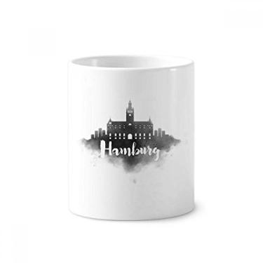 Imagem de Hamburgo Germany Landmark Ink City Painitng porta-canetas de escova de dentes Caneca de cerâmica com suporte para lápis