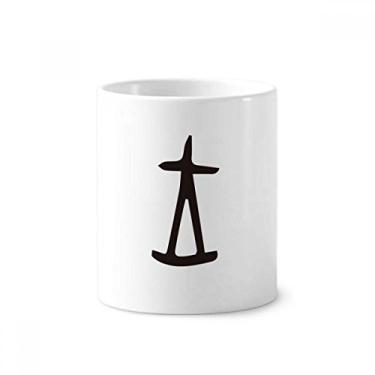 Imagem de Inscrição óssea chinesa sobrenome personagem Wang escova de dentes suporte caneca cerâmica suporte lápis copo