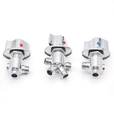 Imagem de Torneira misturadora com interruptores de banheira, válvula de mistura de água fria e quente, latão dividido para massagem, torneira de banheira com controle de 2 ou 3 vias, cabo triplo, núcleo de válvula de cerâmica, controle de temperatura