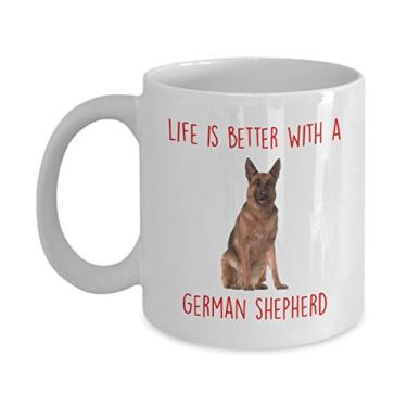 Imagem de Caneca de pastor alemão - Life Is Better With A German Shepherd - Caneca de café de cacau quente engraçado - ideia de de Natal