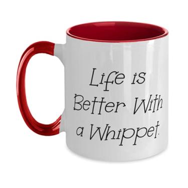 Imagem de Fun Whippet Caneca de dois tons de 325 ml, Life is Better With a Whippet, presentes de mordaça para amantes de animais de estimação,