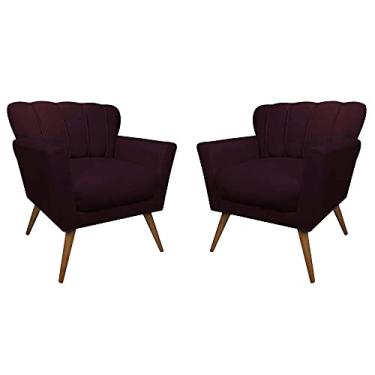 Imagem de Kit 2 Poltrona para Sala de Estar Estofada Quarto Escritório Clínica Leitura Paris (Suede Vinho)