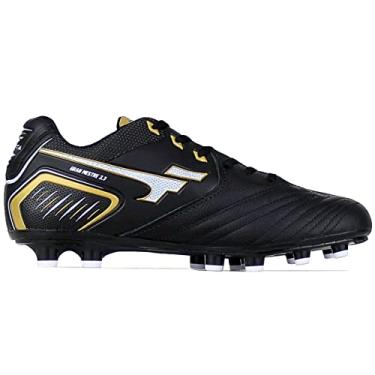 Imagem de Chuteira Campo de Trava Finta Adulto Couro Legítimo Original Cor:Preto;Tamanho:42