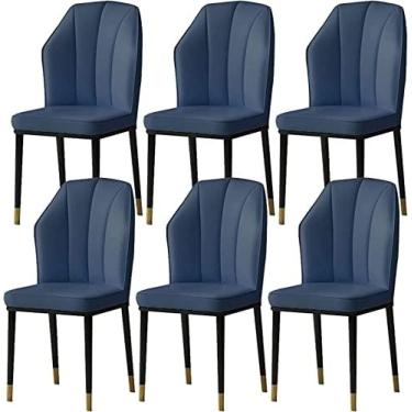 Imagem de Conjunto De 6 Cadeiras De Jantar De Cozinha Moderna Com Assento Macio De Encosto Alto Moderno, Cadeiras De Sala De Estar De Cozinha À Prova D'água, Cadeira Lateral De Couro PU Com Pernas De Metal,