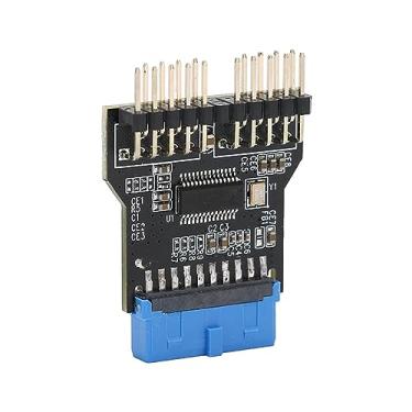 Imagem de TECKEEN Conector interno USB 3.0 de 19 pinos para adaptador duplo de 9 pinos de 180 graus, adaptador de hub USB para placa-mãe suporta velocidade de 480 Mbps