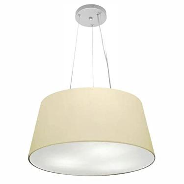 Imagem de Lustre Pendente Cone Cúpula Tecido 21/50x40 cm, Vivare Iluminação, Pendente4048 LA, Algodão Cru, Médio