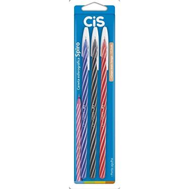 Imagem de Caneta Esferografica CIS Spiro 0,7MM AZ/PT/VM C/3