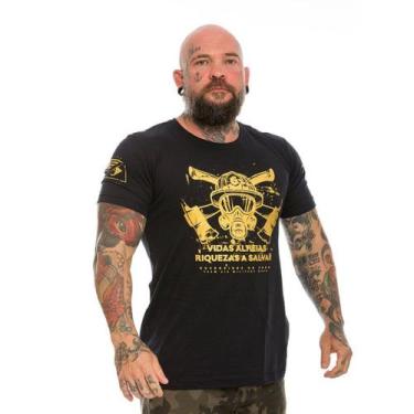 Imagem de Camiseta Militar Bombeiros Vidas Alheias Riquezas A Salvar Gold Line -