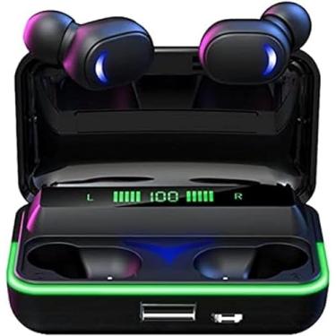 Imagem de Fones de ouvido estéreo intra-auriculares BT E10 Fones de ouvido sem fio à prova d'água de redução de ruído com display digital LED compatível com iOS Android