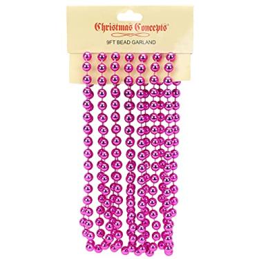 Imagem de Corrente de contas de Natal de 2,7 m - Guirlandas de contas de Natal - decorações de Natal (rosa choque)