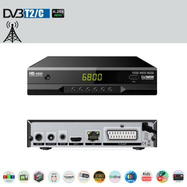 Imagem de Receptor de TV Digital Terrestre  HD6800  DVB  T2  DVB-C  HEVC  265  Decodificador HD  Decodificador