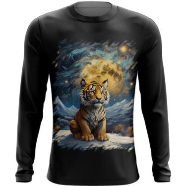 Imagem de Camiseta Manga Longa Tigre Noite Estrelada Van Gogh 1 - Kasubeck Store
