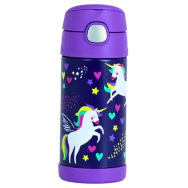 Imagem de Garrafa Térmica Infantil c/ Canudo Silicone Thermos ®  Funtainer Unicórnio 355ML Isolamento a Vácuo  - Thermos