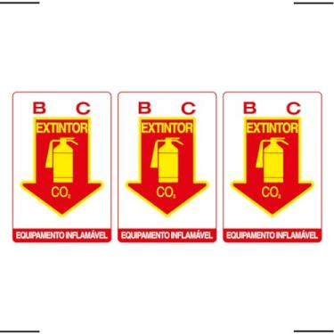Imagem de Combo 3 Placas De Sinalização Extintor BC CO2 Equipamento Inflamável 20x30 Ekomunike - X-713 F9e