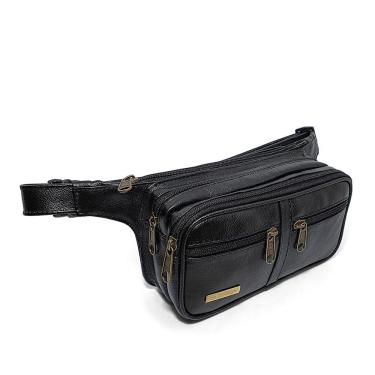 Imagem de Pochete Retangular Grande Feita de Couro Espaçosa - Le Voyage