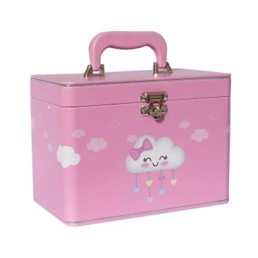 Imagem de Maleta Box Chuva de amor Rosa 6 álbuns fotográficos 600 fotos 10x15 Bebê Newborn