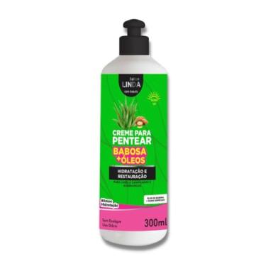 Imagem de Creme Para Pentear Babosa com Óleos Especiais 500g Para Hidratação Profunda Nutrição Intensa e Reparação Total dos Cabelos Sallon Linda