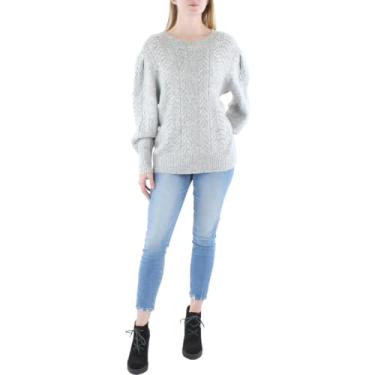 Imagem de Calvin Klein Suéter pulôver feminino de tricô com gola redonda, Combo pomba mesclada, GG